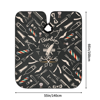 Matu griešanas apmetnis, nepiedegošs, piemērots lietošanai mājās, frizētavām, pieaugušo matu griezumiem, eļļas apstrādei, ilgviļņiem, krāsošanai, friziera instrumentiem, piemērojams vairākās valstīs