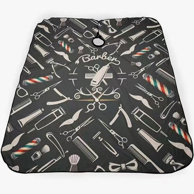 Matu griešanas apmetnis, nepiedegošs, piemērots lietošanai mājās, frizētavām, pieaugušo matu griezumiem, eļļas apstrādei, ilgviļņiem, krāsošanai, friziera instrumentiem, piemērojams vairākās valstīs