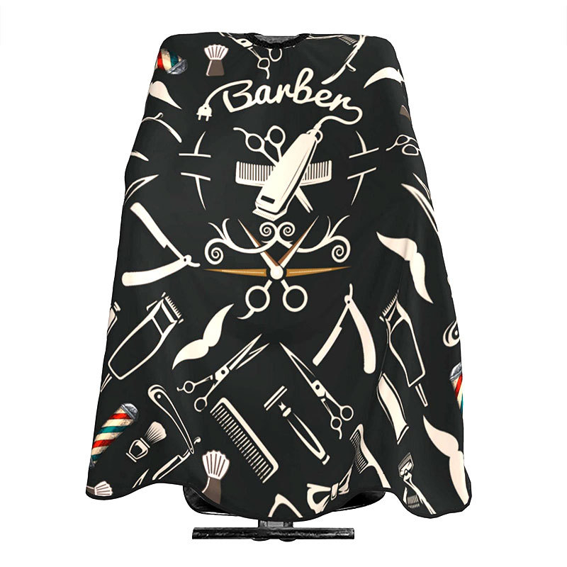 Matu griešanas apmetnis, nepiedegošs, piemērots lietošanai mājās, frizētavām, pieaugušo matu griezumiem, eļļas apstrādei, ilgviļņiem, krāsošanai, friziera instrumentiem, piemērojams vairākās valstīs