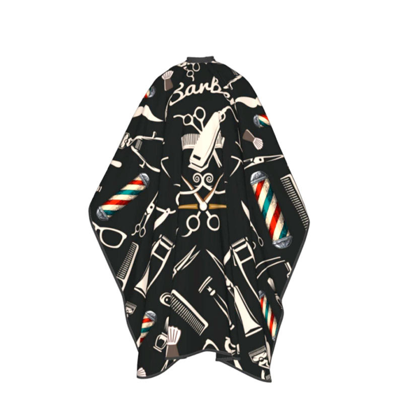 Matu griešanas apmetnis, nepiedegošs, piemērots lietošanai mājās, frizētavām, pieaugušo matu griezumiem, eļļas apstrādei, ilgviļņiem, krāsošanai, friziera instrumentiem, piemērojams vairākās valstīs