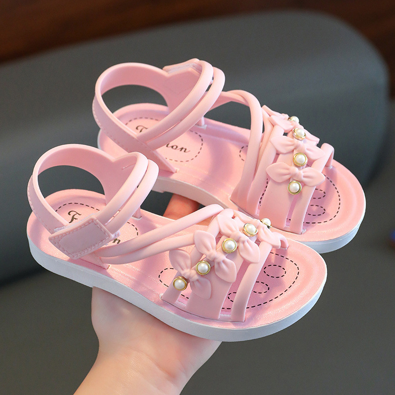 Meiteņu vasaras sandales, piemērotas sākumskolas skolēniem, neslīdošas, stilīgas ar līplentēm, vecākām meitenēm, ikdienas princeses apavi