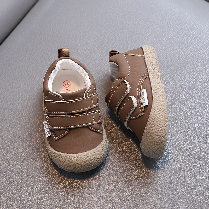 Xiaoliubao 1-2 gadus veci mīkstas zoles bērnu apavi ūdensnecaurlaidīgi ādas cīpslu apavi mazuļiem pavasara un rudens Eiropas un amerikāņu stila vienkārši bērnu apavi
