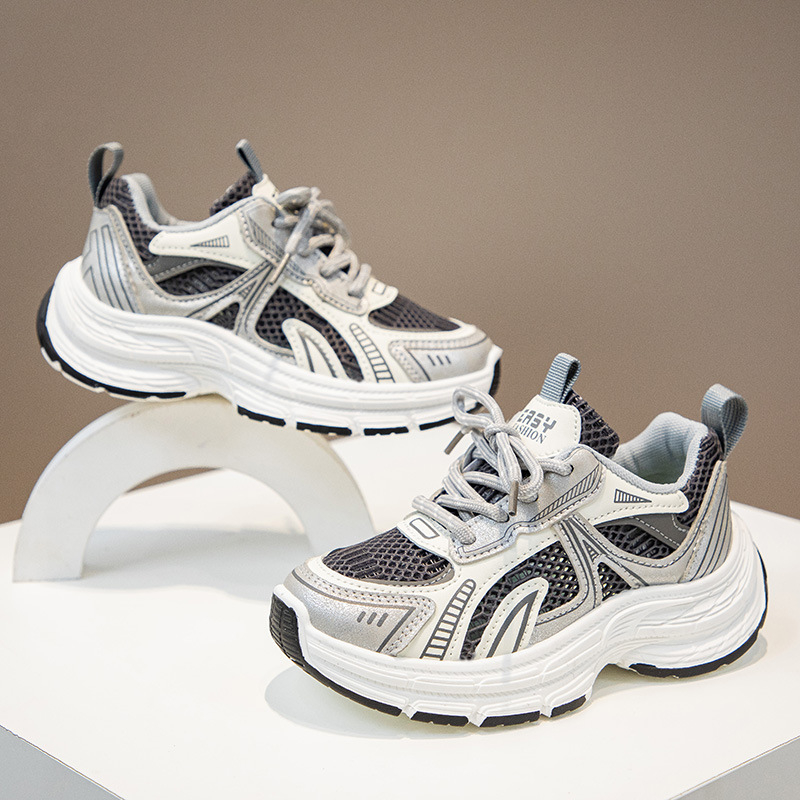 Mergaičių madingi tėčių bateliai 2025 m. pavasariui ir rudeniui, nauji vaikiški tinkliniai lengvi sportbačiai, berniukiški madingi laisvalaikio bateliai, madingi