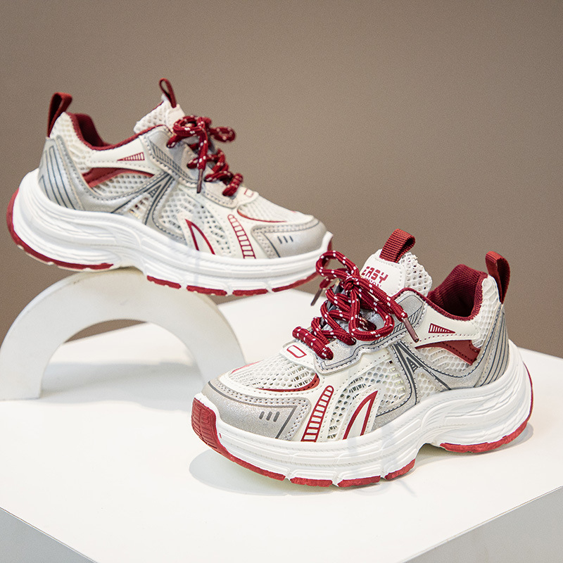 Mergaičių madingi tėčių bateliai 2025 m. pavasariui ir rudeniui, nauji vaikiški tinkliniai lengvi sportbačiai, berniukiški madingi laisvalaikio bateliai, madingi