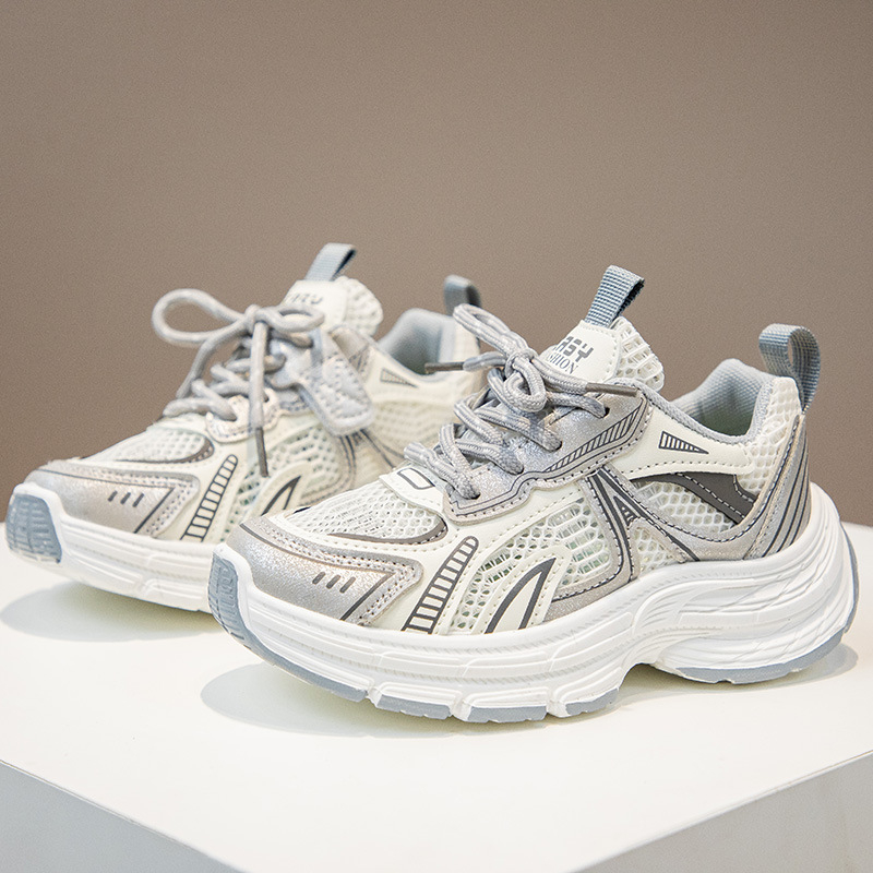 Mergaičių madingi tėčių bateliai 2025 m. pavasariui ir rudeniui, nauji vaikiški tinkliniai lengvi sportbačiai, berniukiški madingi laisvalaikio bateliai, madingi