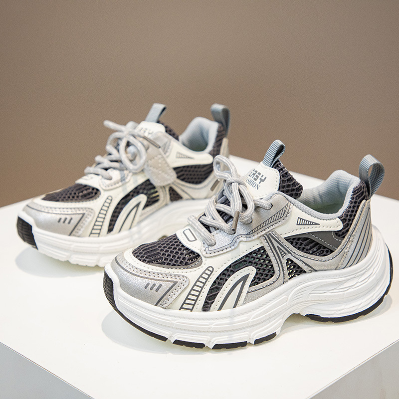 Mergaičių madingi tėčių bateliai 2025 m. pavasariui ir rudeniui, nauji vaikiški tinkliniai lengvi sportbačiai, berniukiški madingi laisvalaikio bateliai, madingi