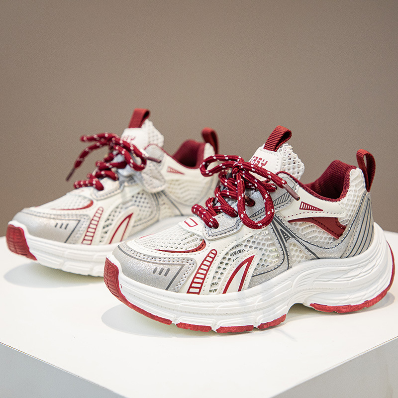 Mergaičių madingi tėčių bateliai 2025 m. pavasariui ir rudeniui, nauji vaikiški tinkliniai lengvi sportbačiai, berniukiški madingi laisvalaikio bateliai, madingi