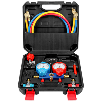 Флуометър за хладилен агент за автомобилен климатик, двоен измервателен уред, отварачка за бутилки с фреонова тръба за високо и ниско налягане, бърз меден конектор