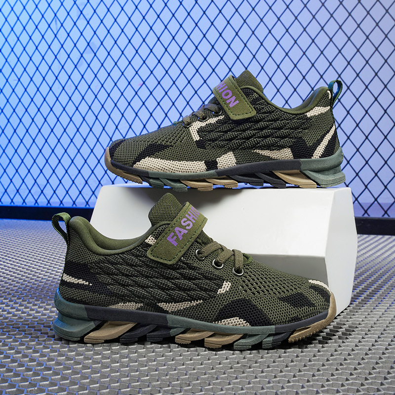 Poiste kamuflaažjalatsid 2025. aasta kevad- ja suvejalatsid keskmisele ja suurele lapsele, hingavad võrgust tüdrukute jalatsid, laste sõjaväejalatsid