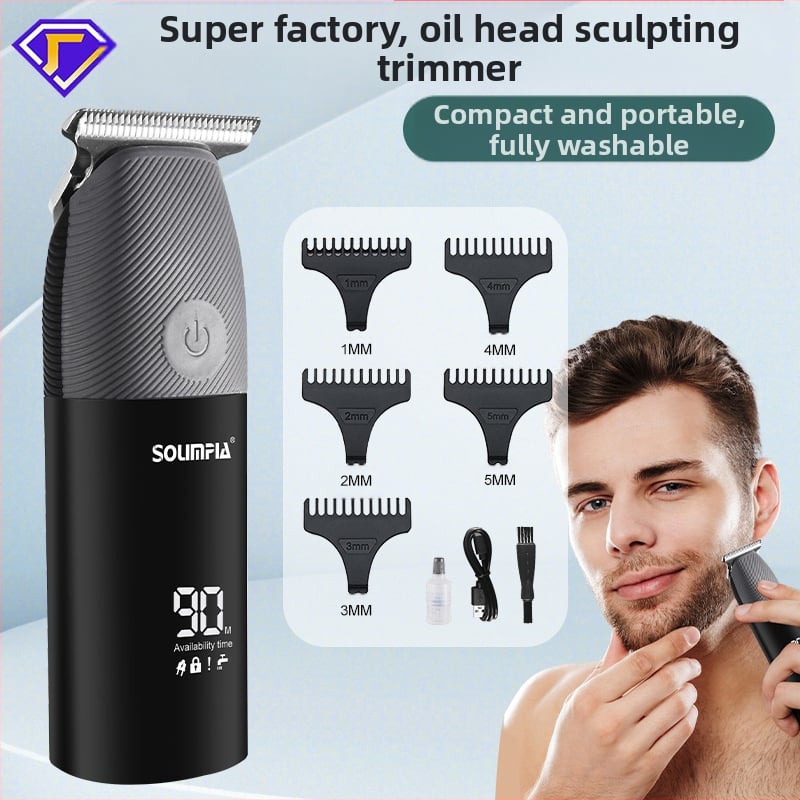 Pārnēsājams mini elektriskais matu griezējs LCD digitālais displeja ekrāns eļļas galvas griešanas šķēres mitrām un sausām skūšanās eļļas galvas šķērēm vairumtirdzniecībā