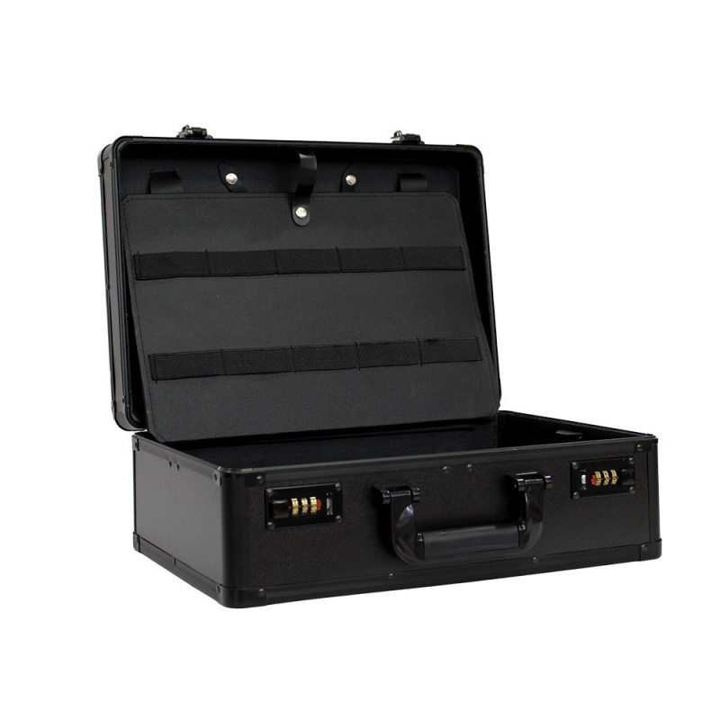 Prenosná hliníková krabica multifunkčná hliníková zliatinová náradie továreň priame čierne skladovanie hliníková krabica kozmetický salón heslo zámok