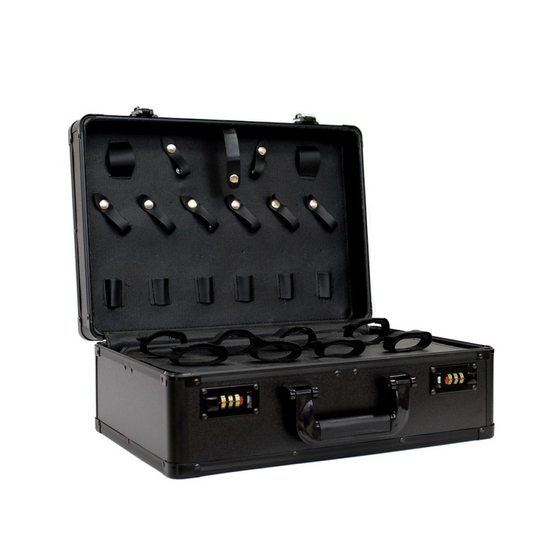 Prenosná hliníková krabica multifunkčná hliníková zliatinová náradie továreň priame čierne skladovanie hliníková krabica kozmetický salón heslo zámok