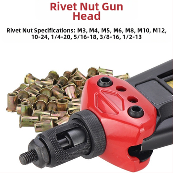 Трансграничен 16-инчов ръчен пистолет за омекотяване, метрични инчове, 12 спецификации, издърпване на нитова гайка, пистолет, куфар, гайка, костюм