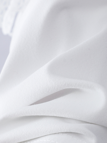 Vasariniai mergaitiški marškinėliai laisvalaikiui, elegantiški, plazdantys rankogaliai, nėrinių apdaila, vientisa spalva, mieli balti marškinėliai, tarpsieniniai, populiarūs išpardavimai, vaikiški drabužiai