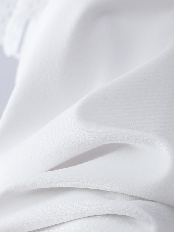 Vasariniai mergaitiški marškinėliai laisvalaikiui, elegantiški, plazdantys rankogaliai, nėrinių apdaila, vientisa spalva, mieli balti marškinėliai, tarpsieniniai, populiarūs išpardavimai, vaikiški drabužiai