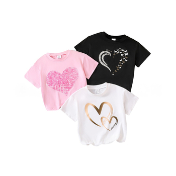 Shopify piiriülene eripakkumine tüdrukutele, ümara kaelusega, kõigi mängudega, armastusega, lühikeste varrukatega T-särk, moodne aluskihiga särk, lasteriided