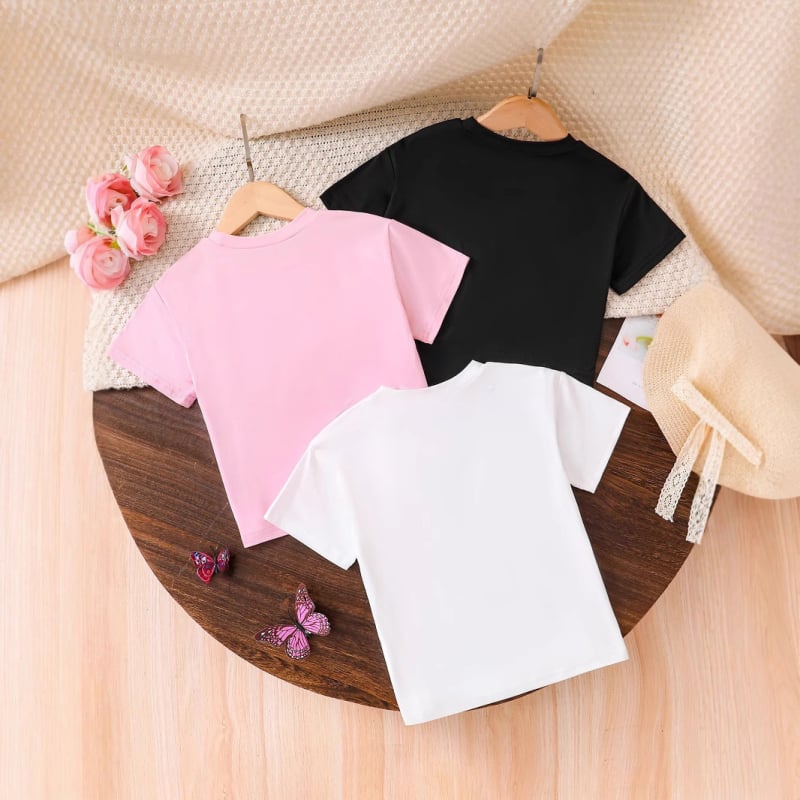 Shopify piiriülene eripakkumine tüdrukutele, ümara kaelusega, kõigi mängudega, armastusega, lühikeste varrukatega T-särk, moodne aluskihiga särk, lasteriided
