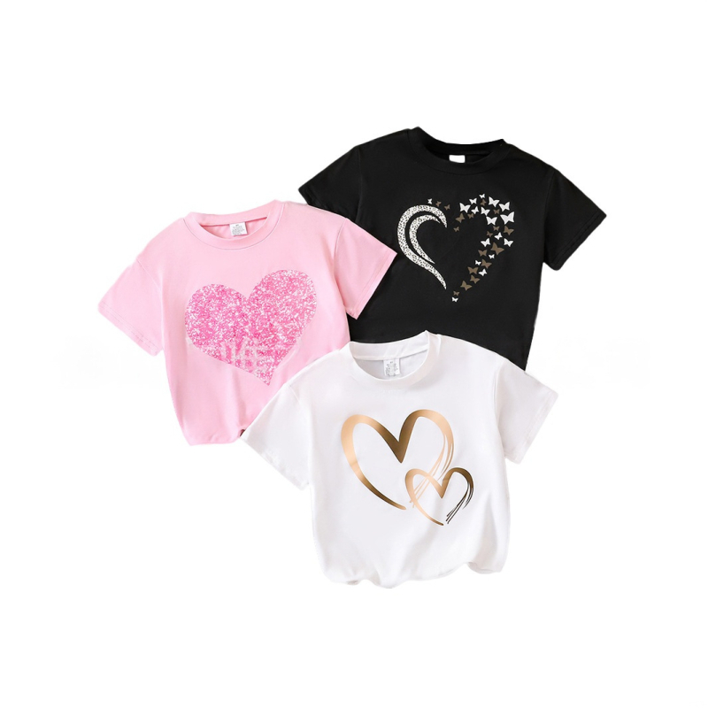 Shopify piiriülene eripakkumine tüdrukutele, ümara kaelusega, kõigi mängudega, armastusega, lühikeste varrukatega T-särk, moodne aluskihiga särk, lasteriided