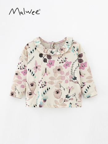 laos malwee laste T-särk sügis uus ümara kaelusega laste pikkade varrukatega alläärega särk Lääne-Euroopa ja Ameerika tüdrukute riided