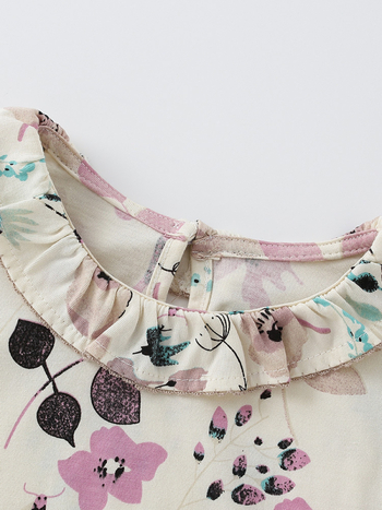 laos malwee laste T-särk sügis uus ümara kaelusega laste pikkade varrukatega alläärega särk Lääne-Euroopa ja Ameerika tüdrukute riided