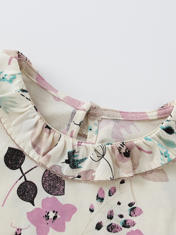 laos malwee laste T-särk sügis uus ümara kaelusega laste pikkade varrukatega alläärega särk Lääne-Euroopa ja Ameerika tüdrukute riided