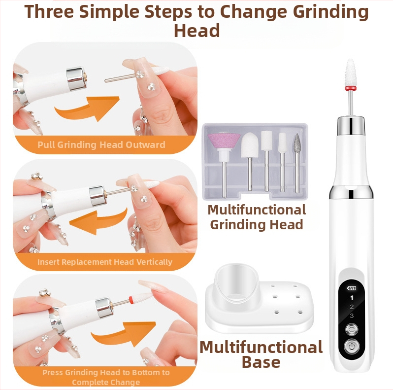 Електрическа шлайфмашина за нокти, мини преносима писмена тестова шлифовъчна машина за нокти, зареждане, инструмент за шлифовъчна машина за нокти, фабрика на едро
