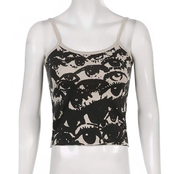 2025 Εξωτερικό Εμπόριο Street Style Εξατομικευμένο Τυπωμένο Καλοκαιρινό Νέο Γυναικείο Φανελάκι Γλυκό και Πικάντικο Στυλ Όμορφο Αδυνάτισμα Πλάτης Σέξι Μικρό Γιλέκο