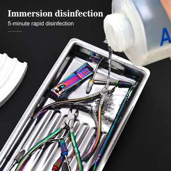 Manikiūro įrankių dezinfekavimo dėklas, sutirštintas 304 nerūdijančio plieno dantų burnos alkoholio įrankių dezinfekavimo kvadratinis dėklas, atsparus aukštai temperatūrai