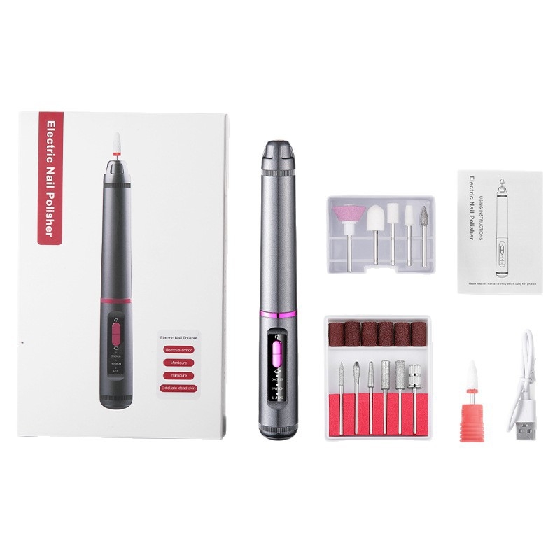 Elektrinis nagų poliravimo įrankis, trijų greičių ir dviejų krypčių reguliavimas, reguliuojamas greitis, nagų šalinimas, negyvos odos pašalinimas, manikiūras, nešiojamas nagų salonas