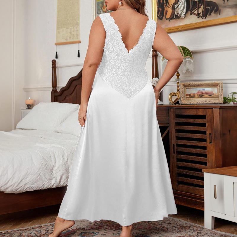 Eiropas un Amerikas eksporta jauna ledus zīda seksīga gara svārku mežģīņu mājas apģērba zeķturu svārku gara naktskrekla Sq22266