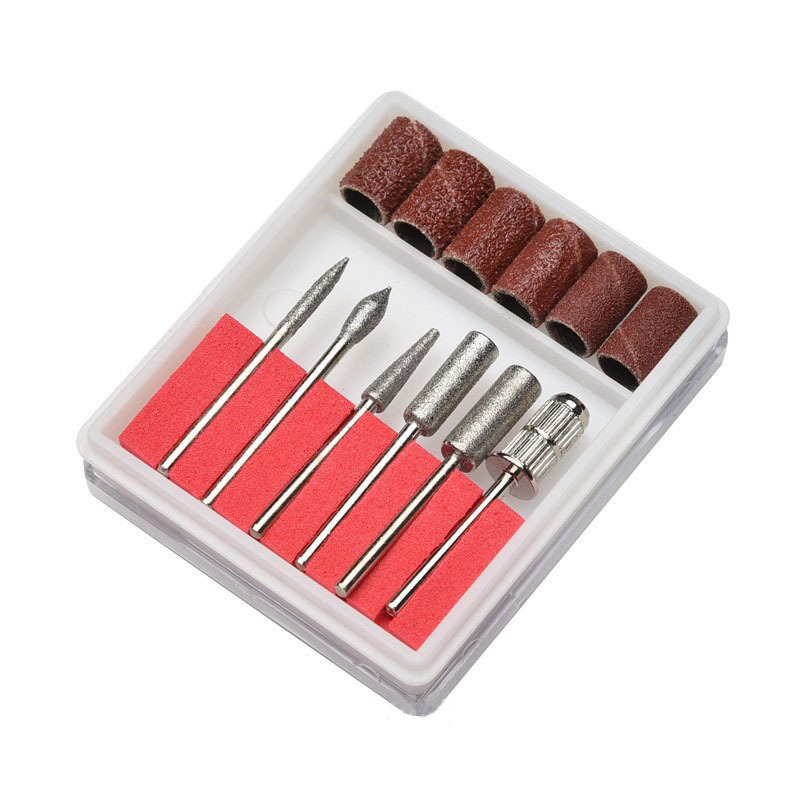 Rūpnīcas tiešā 6 daļu nagu slīpēšanas galviņa, 6 smilšu gredzeni, augstas kvalitātes galvanizēta dimanta slīpēšanas stieņa nagu smilšu gredzenu slīpēšanas adata