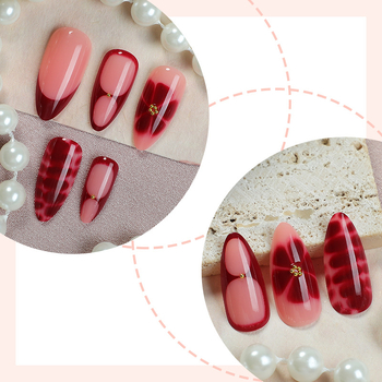 Ευρωπαϊκά και Αμερικανικά Νύχια με Μάρμαρο Κρακέλ Πρεσάρισμα σε Ζεστές Πωλήσεις, Ψεύτικα Νύχια Αμυγδάλου Μεσαίου-Κοντού Βήματος, Νύχια με Τρισδιάστατα Λουλούδια Πρεσάρισμα Χονδρικής