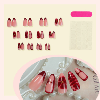 Ευρωπαϊκά και Αμερικανικά Νύχια με Μάρμαρο Κρακέλ Πρεσάρισμα σε Ζεστές Πωλήσεις, Ψεύτικα Νύχια Αμυγδάλου Μεσαίου-Κοντού Βήματος, Νύχια με Τρισδιάστατα Λουλούδια Πρεσάρισμα Χονδρικής