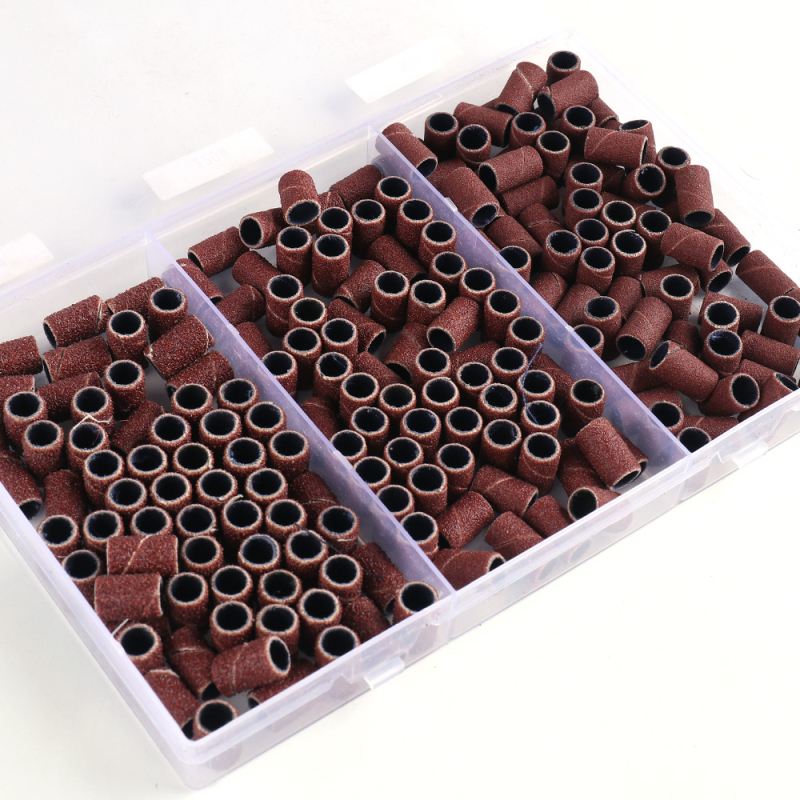 Pārrobežu jauna nagu rotaslietu slīpēšanas galviņa, smilšu gredzens, elektriskā slīpmašīna, smilšu gredzens, brūns nagu smilšu gredzens ar gultni