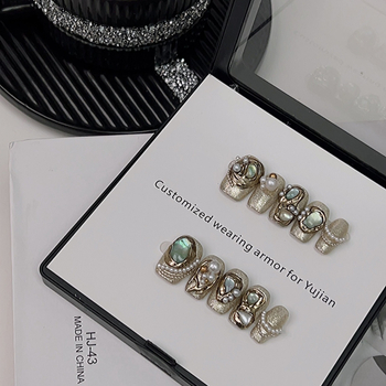 Ръчно изработени, носими нокти, пълни с диаманти, тежка индустрия, висок клас, достъпен лукс, маникюр в стил Ins, завършени изкуствени нокти