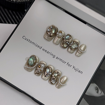 Ръчно изработени, носими нокти, пълни с диаманти, тежка индустрия, висок клас, достъпен лукс, маникюр в стил Ins, завършени изкуствени нокти