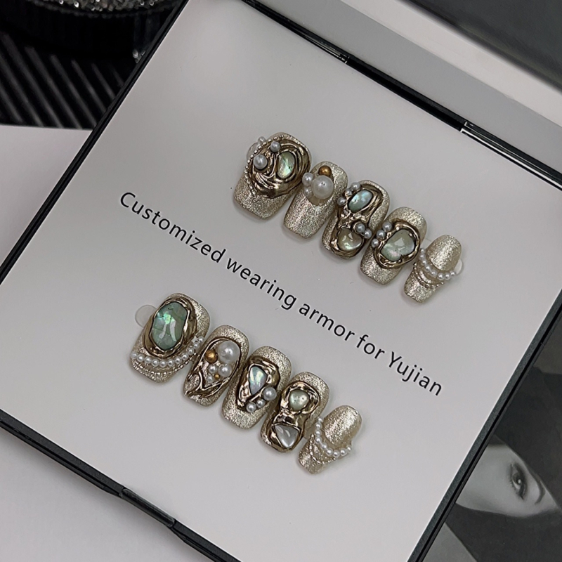 Ръчно изработени, носими нокти, пълни с диаманти, тежка индустрия, висок клас, достъпен лукс, маникюр в стил Ins, завършени изкуствени нокти