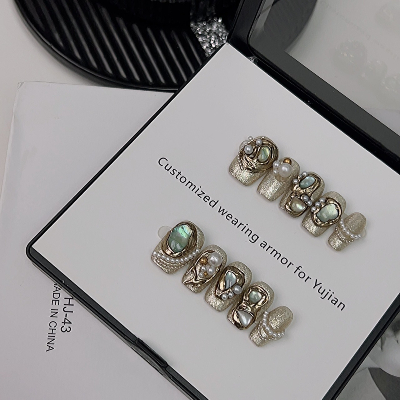 Ръчно изработени, носими нокти, пълни с диаманти, тежка индустрия, висок клас, достъпен лукс, маникюр в стил Ins, завършени изкуствени нокти