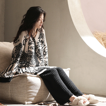 Φθινοπωρινές και Χειμερινές Πιτζάμες Γυναικών, Νέο Κοραλί Φλις, Casual Home Wear, Πυκνωμένο Ζεστό Φανελένιο Κοστούμι Plus Size