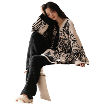 Φθινοπωρινές και Χειμερινές Πιτζάμες Γυναικών, Νέο Κοραλί Φλις, Casual Home Wear, Πυκνωμένο Ζεστό Φανελένιο Κοστούμι Plus Size