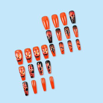 Νέα διασυνοριακά νύχια μανικιούρ για το Halloween 3D στερεοφωνικά μπαλώματα νυχιών με κρανίο κολοκύθας 24 τεμαχίων ανάγλυφα φορετά νύχια