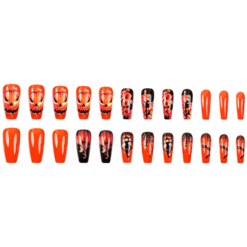 Νέα διασυνοριακά νύχια μανικιούρ για το Halloween 3D στερεοφωνικά μπαλώματα νυχιών με κρανίο κολοκύθας 24 τεμαχίων ανάγλυφα φορετά νύχια