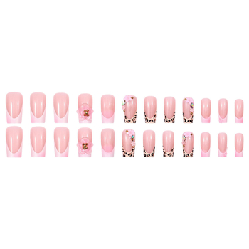 Διασυνοριακά λεοπάρ γαλλικά λουλούδια 3D ευρωπαϊκά και αμερικανικά φορέσιμα νύχια μανικιούρ στυλ νυχιών αφαιρούμενα ψεύτικα νύχια χονδρικής