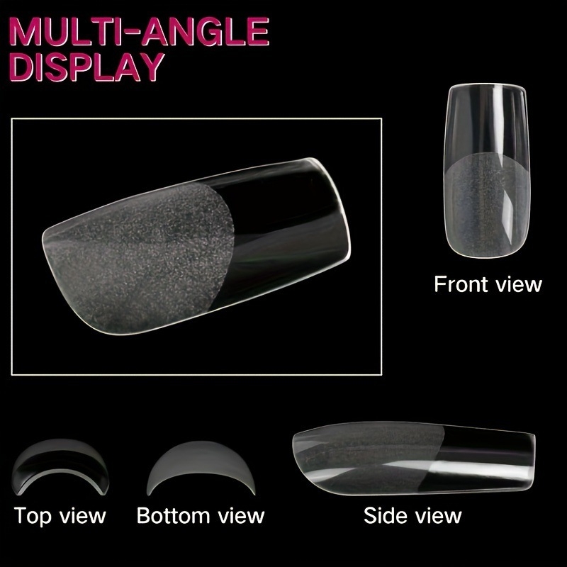 Гладки нюд квадратни изкуствени нокти 120 броя пълно покритие лесно удължаване множество размери за „Направи си сам“ и професионално шлайфане