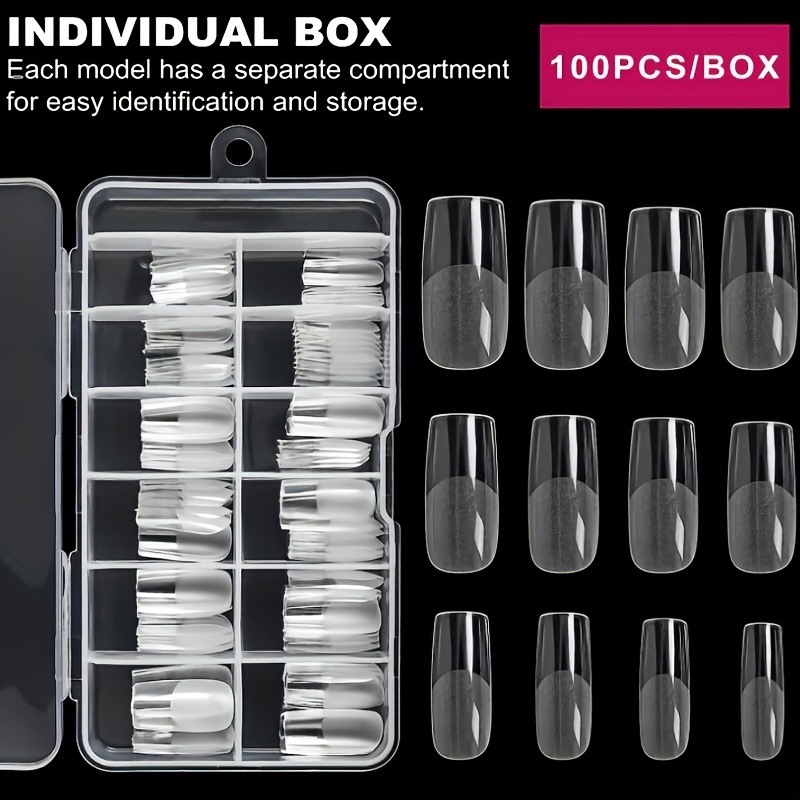 Гладки нюд квадратни изкуствени нокти 120 броя пълно покритие лесно удължаване множество размери за „Направи си сам“ и професионално шлайфане