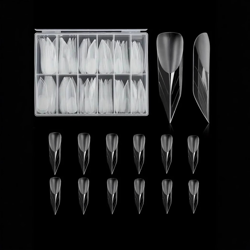 Naujas itin plonas prailgintas permatomas nagų pleistras, pusiau klijuotas, viso ilgio, piramidės formos nagų pleistras, dėžutės formos šarvų pleistras