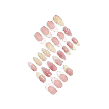 Διασυνοριακή πώληση σε καυτή τιμή ψεύτικων νυχιών σε σχήμα αμυγδάλου 3D τρισδιάστατο γλυκό λουλούδι πεταλούδα που φοράει πανοπλία αφαιρούμενη τελειωμένη χονδρική