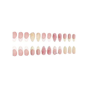 Διασυνοριακή πώληση σε καυτή τιμή ψεύτικων νυχιών σε σχήμα αμυγδάλου 3D τρισδιάστατο γλυκό λουλούδι πεταλούδα που φοράει πανοπλία αφαιρούμενη τελειωμένη χονδρική