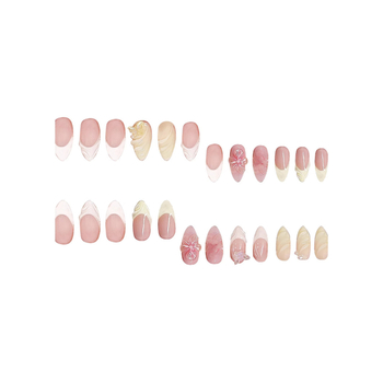 Διασυνοριακή πώληση σε καυτή τιμή ψεύτικων νυχιών σε σχήμα αμυγδάλου 3D τρισδιάστατο γλυκό λουλούδι πεταλούδα που φοράει πανοπλία αφαιρούμενη τελειωμένη χονδρική