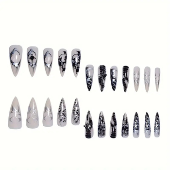 Διασυνοριακά, μοντέρνα, μακριά νύχια με καυτές πωλήσεις, μοντέρνο στυλ, λευκά και διαφανή νύχια που φοριούνται, αφαιρούμενα ψεύτικα νύχια, τελικά προϊόντα